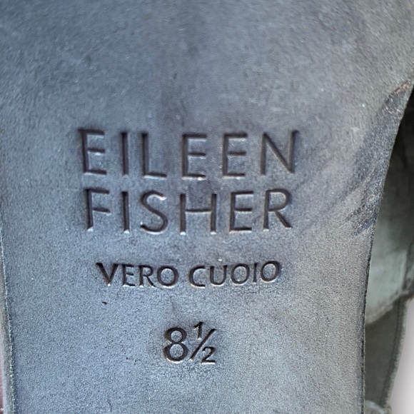 Eileen Fisher Gray Suede Gray Grey Leather Peep Toe Pump Elastic Side Size 8.5 - Picture 10 of 10